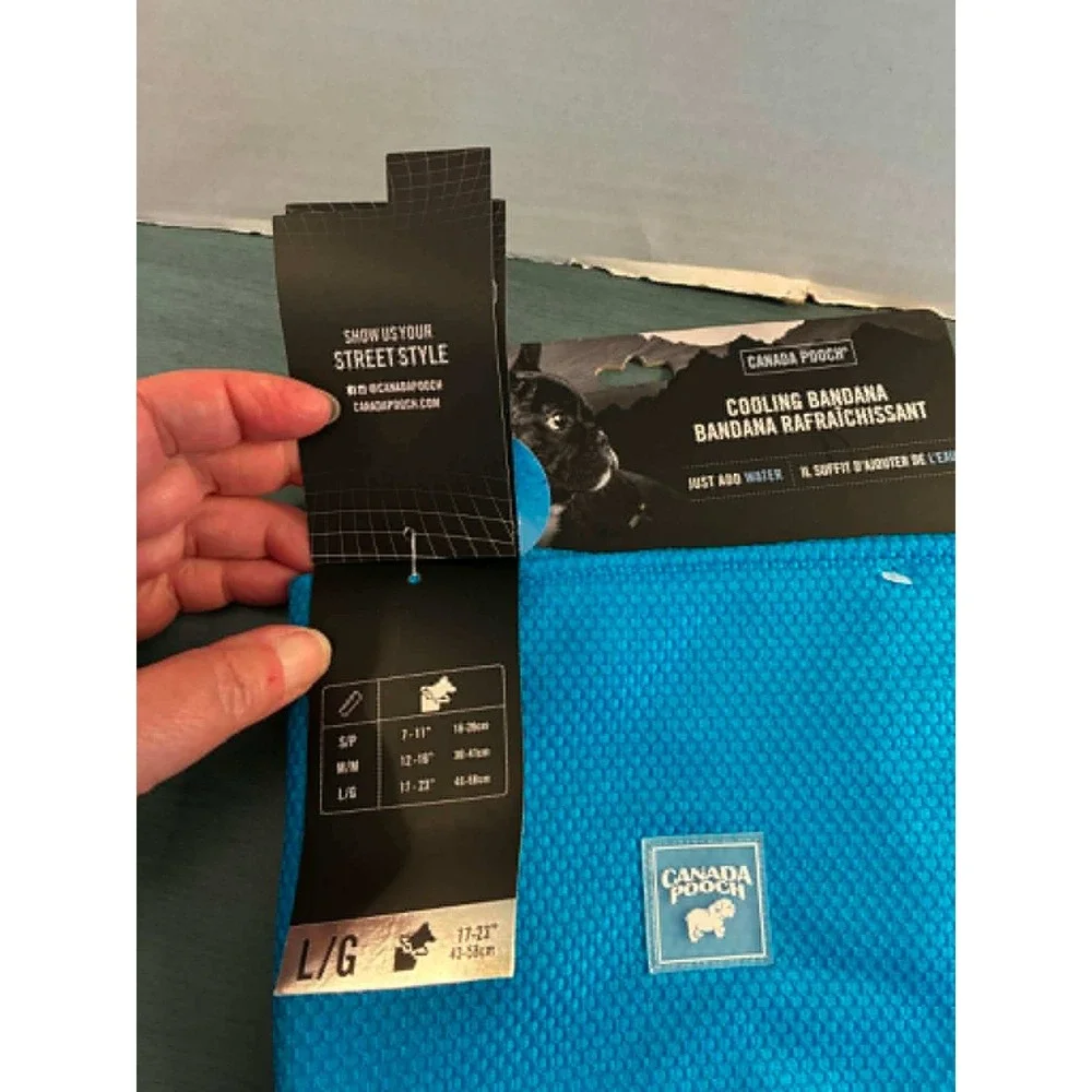 Canada Pooch Cooling Bandana Dog L/G Blue NEW Chill Seeker Mesh CP02938